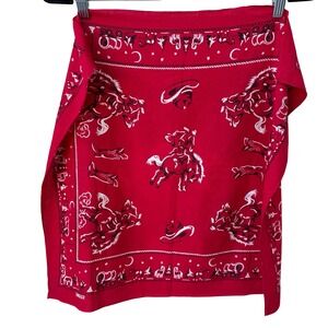 Swagger‎ Vintage 50s Red Western Bronco Chuck Wagon Cotton Bandana Americana OS